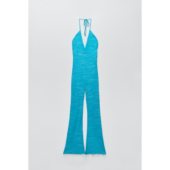 Zara ribbed halter flared jumpsuit - Picture 13 of 15